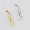 MULTI CZ SWAN CHARM DANGLE BELLY NAVEL RING 316L SURGICAL STEEL
